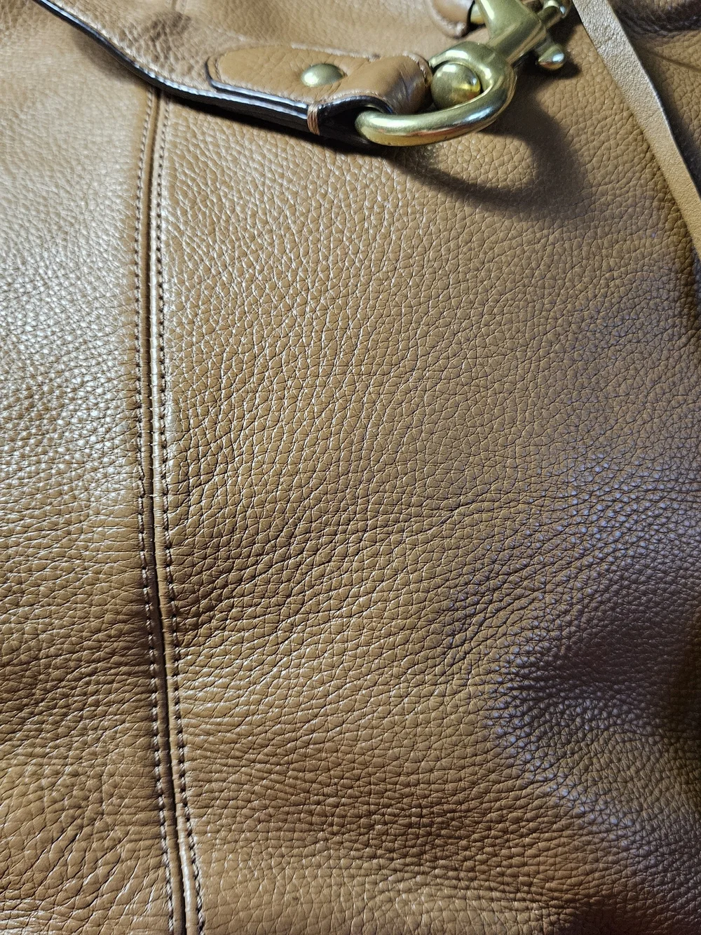 Coach Pebbled Leather Shoulder Bag in Cognac Brown with Brass Hardware - Picture 5 of 15